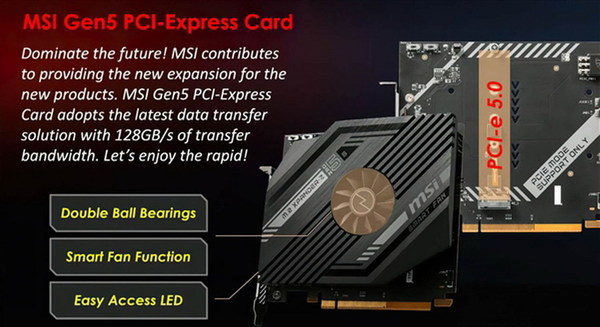 MSI 展示 PCIe 5.0 SSD 擴充卡！打造 128GB／s 極速！ 
