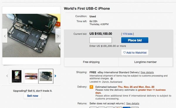 首部 USB-C iPhone 拍賣 競價已超 10 萬美元