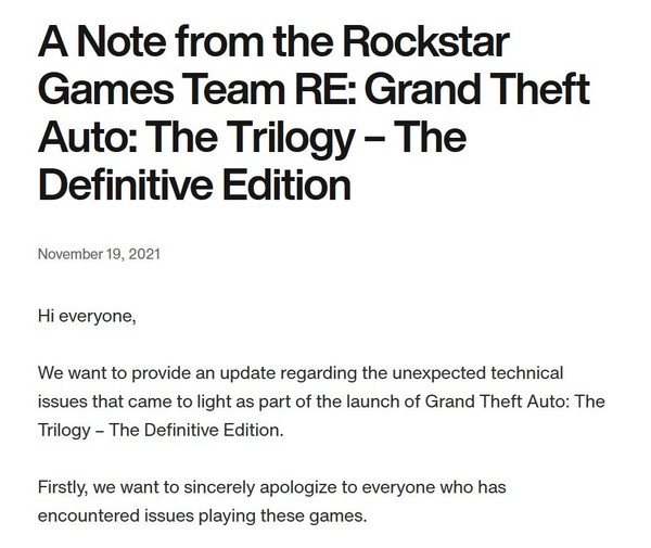 【遊戲消息】GTA合輯大量BUG 官方道歉舊版重新上架
