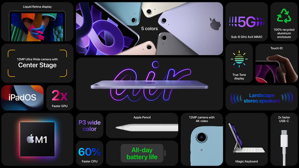全新紫色 iPad Air 登場 升級 M1 晶片快 6 成
