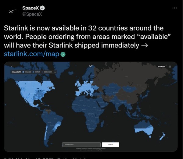 Starlink 擴充服務範圍！32 個國家可使用！