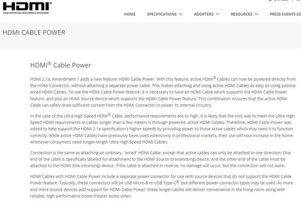 HDMI 2.1a 標準更新！加入 Cable Power 功能選項！