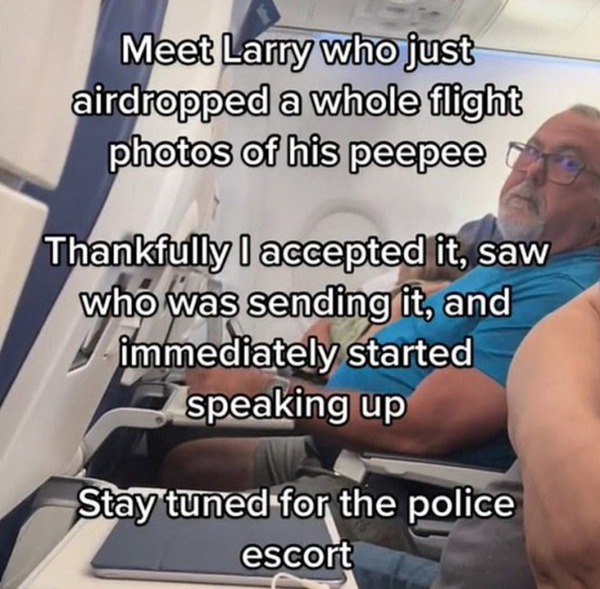 男子搭飛機 AirDrop 所有乘客下體照 涉性騷擾被航警逮捕
