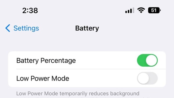 Apple iOS16 將 iPhone 電量百分比顯示重現