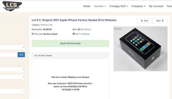 「全新」初代 iPhone 拍賣完結！成交價「再再再」創新高！