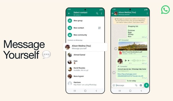 WhatsApp 正式推出向自己傳訊息功能！即時變作私人記事簿