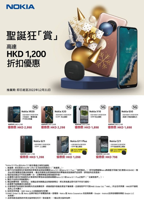 Nokia XR20 三防機聖誕激減優惠！激減超過 HK$1,200