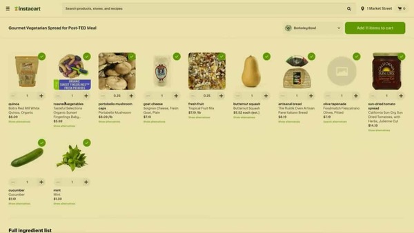 開啟 ChatGPT 提供的連結後可見所需食材都已在購物車。