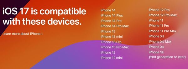 iOS 17 硬件要求官方公布！多款舊 iPhone 被淘汰！