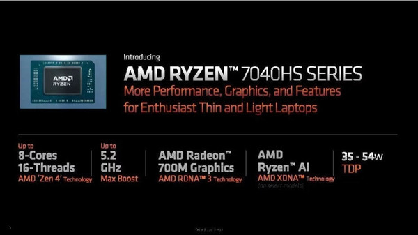 Ryzen 7040HS系列筆電最新消息 AMD 處理器將引入Ryzen AI 功能