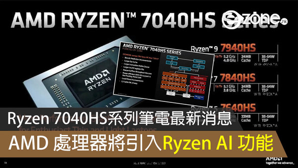 Ryzen 7040HS系列筆電最新消息AMD 處理器將引入Ryzen AI 功能| ezone