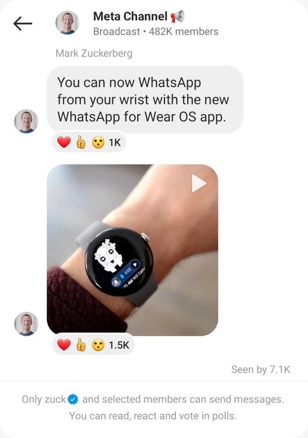 朱克伯格：WhatsApp 登陸 Wear OS