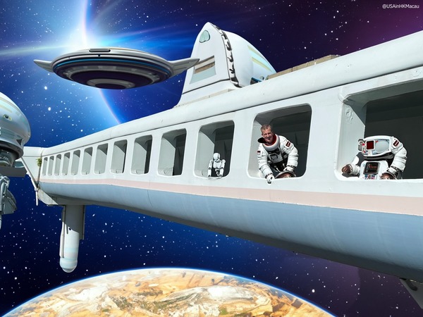 美駐港領事玩 AI 改圖 乘搭「志明橋號」飛船上太空
