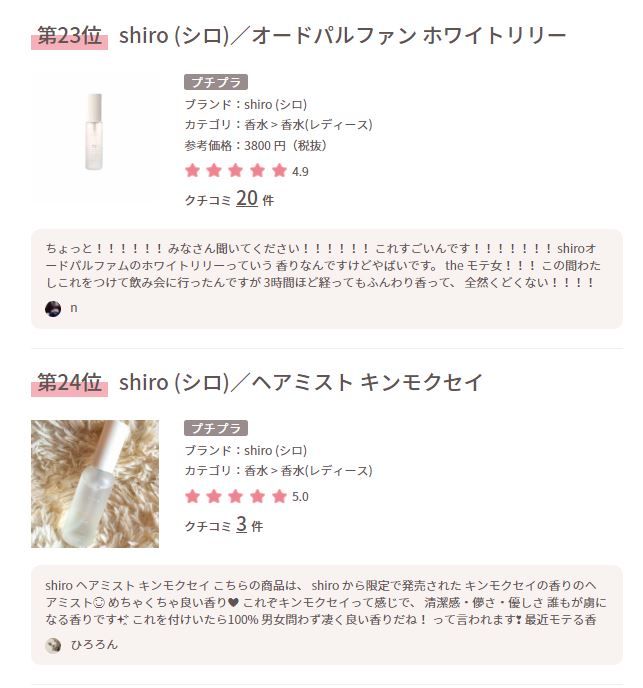 日本女生「最新人氣香水排行榜」Top 20 