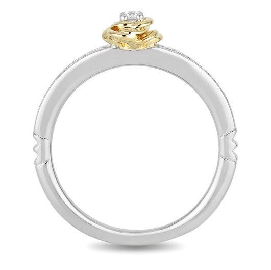 Enchanted Disney Belle 1/10 CT. T.W. Diamond Rose Ring in Sterling Silver and 10K Gold - Size 7