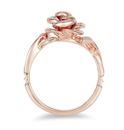 Enchanted Disney Belle 1/10 CT. T.W. Diamond Rose Ring in 10K Rose Gold