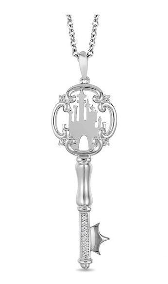 Enchanted Disney Princess 1/20 CT. T.W. Diamond Castle Key Pendant in Sterling Silver - 19"