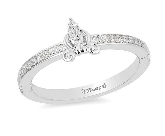 Enchanted Disney Cinderella 1/10 CT. T.W. Diamond Carriage Ring in Sterling Silver - Size 7