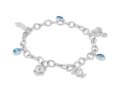 Sterling Silver 1/20ctw Cinderella Charms Bracelet