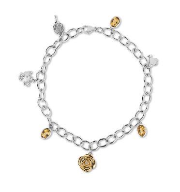 Sterling Silver Yellow Gold Plating 0.05ctw Belle Charms Bracelet