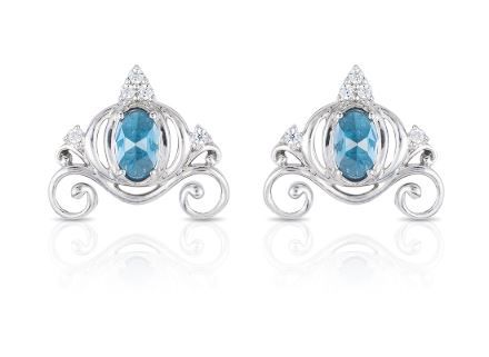 Enchanted Disney London Blue Topaz Cinderella Carriage Earrings in Sterling Silver
