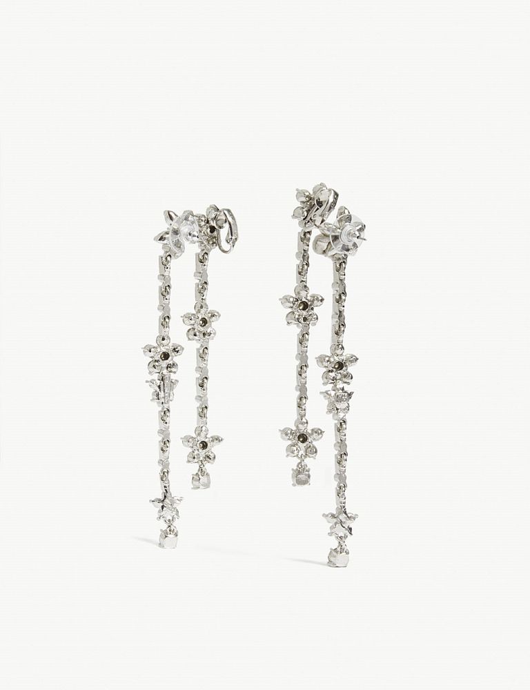 OSCAR DE LA RENTA Floral crystal drop earrings