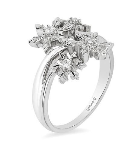 Enchanted Disney Elsa 1/10 CT. T.W. Diamond Snowflake Ring in Sterling Silver - Size 7