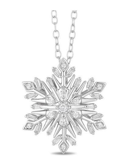 Enchanted Disney Elsa 1/3 CT. T.W. Diamond Snowflake Pendant in Sterling Silver - 19" 