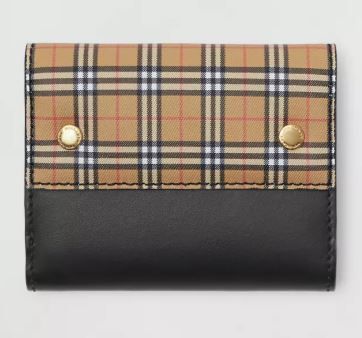 BURBERRY Small Scale Check and Leather Folding Wallet