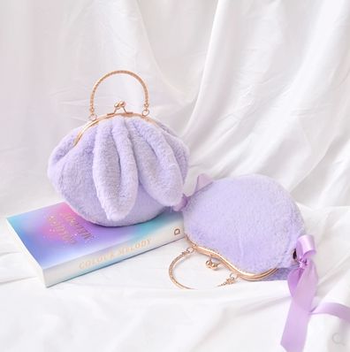 香芋紫毛毛手袋