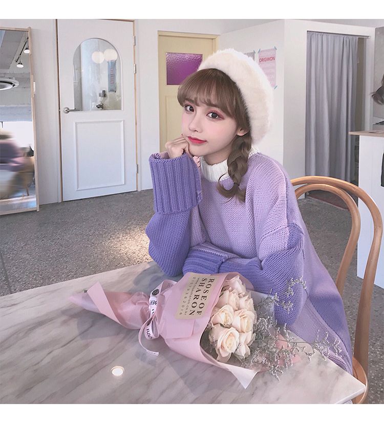 香芋紫兩色寬鬆毛衣(售價為人民幣129元)