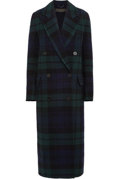 Burberry - Navy and Green Tartan Plaid Coat