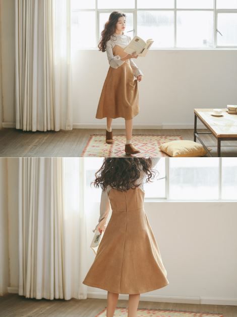 韓風毛衣高腰格子裙