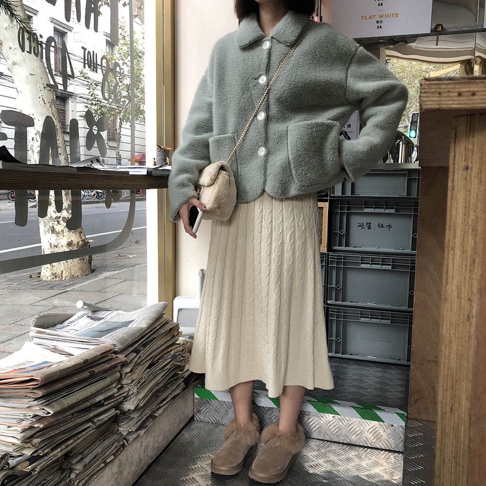 純色麻花紋理針織裙(售價為¥60)