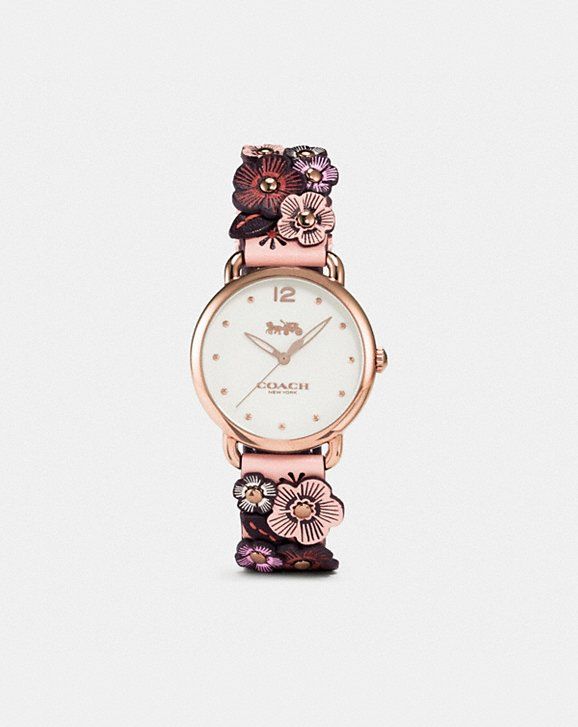 COACH Delancey Watch With Floral Applique, 36mm #NUDE PINK 