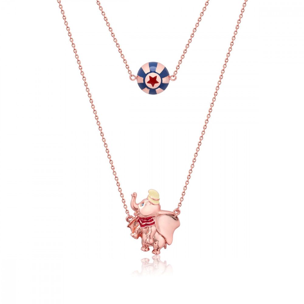 Disney Rose Gold-Plated Dumbo & Circus Ball Necklace
