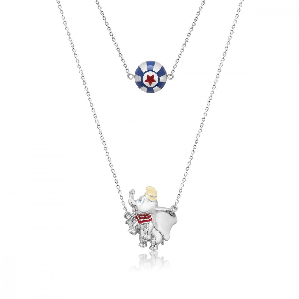 Disney White Gold-Plated Dumbo & Circus Ball Necklace