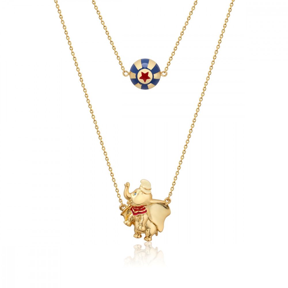 Disney Gold-Plated Dumbo & Circus Ball Necklace 