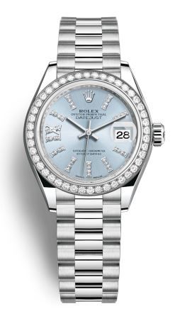 ROLEX Lady-Datejust 28 Oyster, 28 mm, platinum and diamonds 