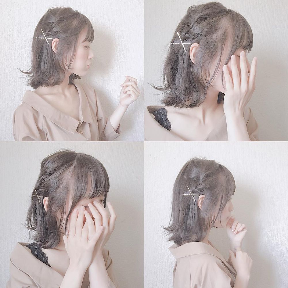 簡單編髮髮型範本3：日系氣質｜單邊麻花辮短髮