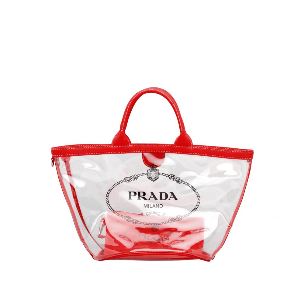 PRADA  Fabric and Plexiglas handbag