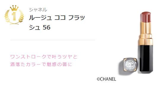 第一位：CHANEL ROUGE COCO FLASH #56 MOMENT (日元4000不含稅)
