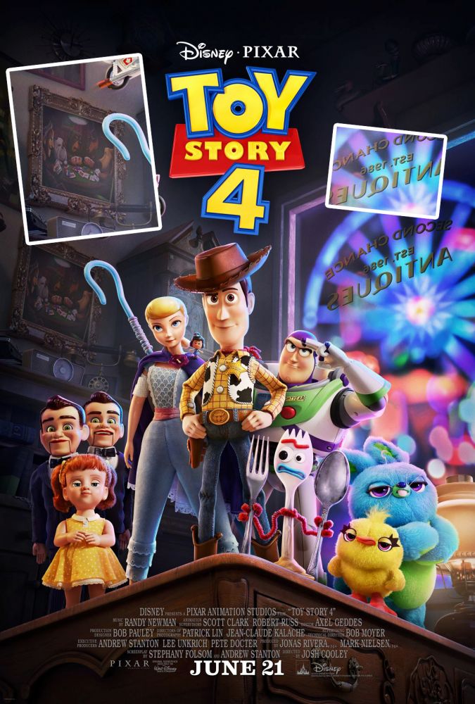 #11《TOY STORY 4》海報彩蛋 除了電影預告，就連海報都有彩蛋！從畫中，你們可以看到《沖天救兵》中的Dug在跟朋友們玩撲克！另外在右邊的「EST.1986」，其實是代表Pixar在1986年誕生。