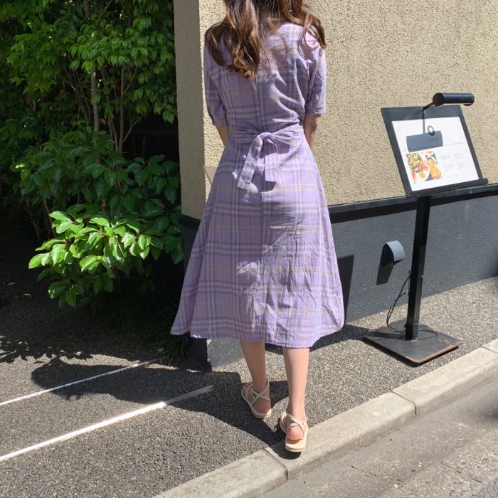 格紋顯瘦連衣裙 ¥171.6
