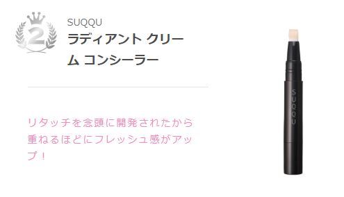 第二位：SUQQU Radient Cream Concealer （ ¥5,000 不含稅）