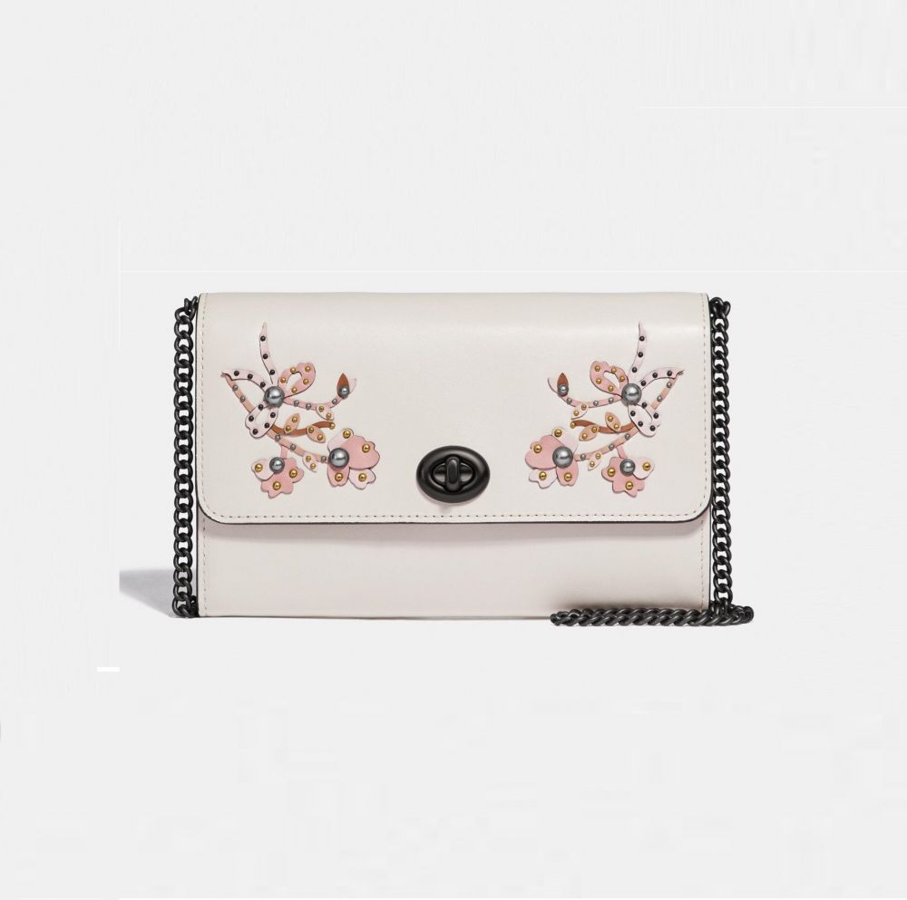 Marlow Turnlock Chain Crossbody With Floral Embroidery US$137.50