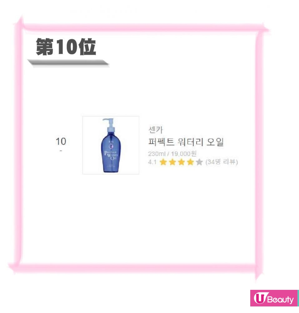 第十位：SENKA 專科超微米水潤卸妝油 230毫升/ 19,000韓元