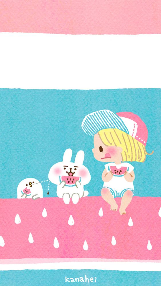 超過25款P助&粉紅兔兔手機桌布！療癒系畫風！夏日沙灘、下雨天主題！