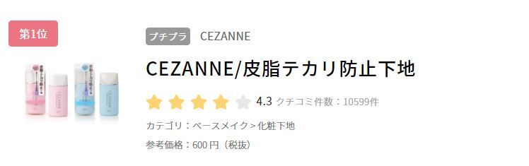 第一位：CEZANNE Make Keep Base (日元600 不連稅 )