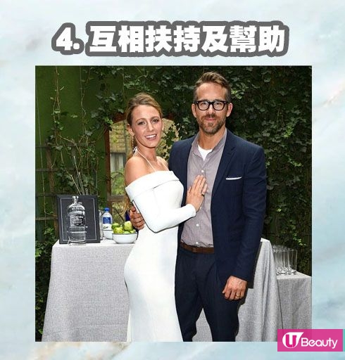 Blake Lively曾在拍攝電影《奪命狂鯊》時，擔心自己無法好好詮釋角色的恐懼感，而這個時候作為前輩的Ryan Reynolds就根據自己於電影《活埋》中的經驗，為老婆提供了不少意見，亦讓她的表現受到不少觀眾的讚賞！這種互相扶持及幫助的相處模式，讓他們可以依賴、學習彼此，亦讓他們可以一起進步和成長。